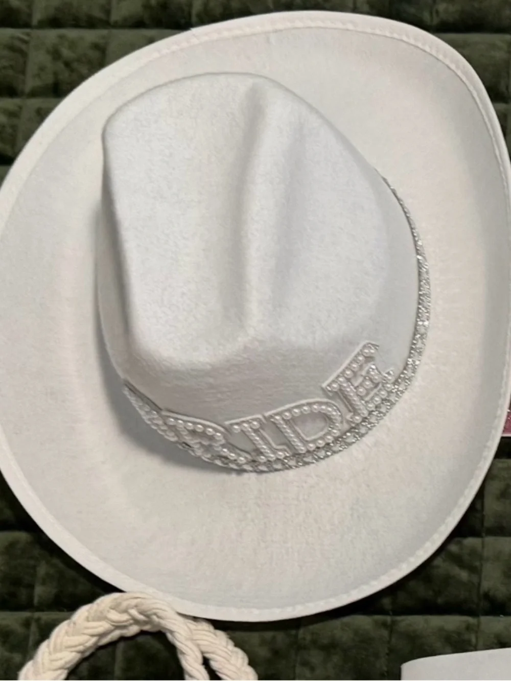 BrideWhite Western Hat with Crystal Trim